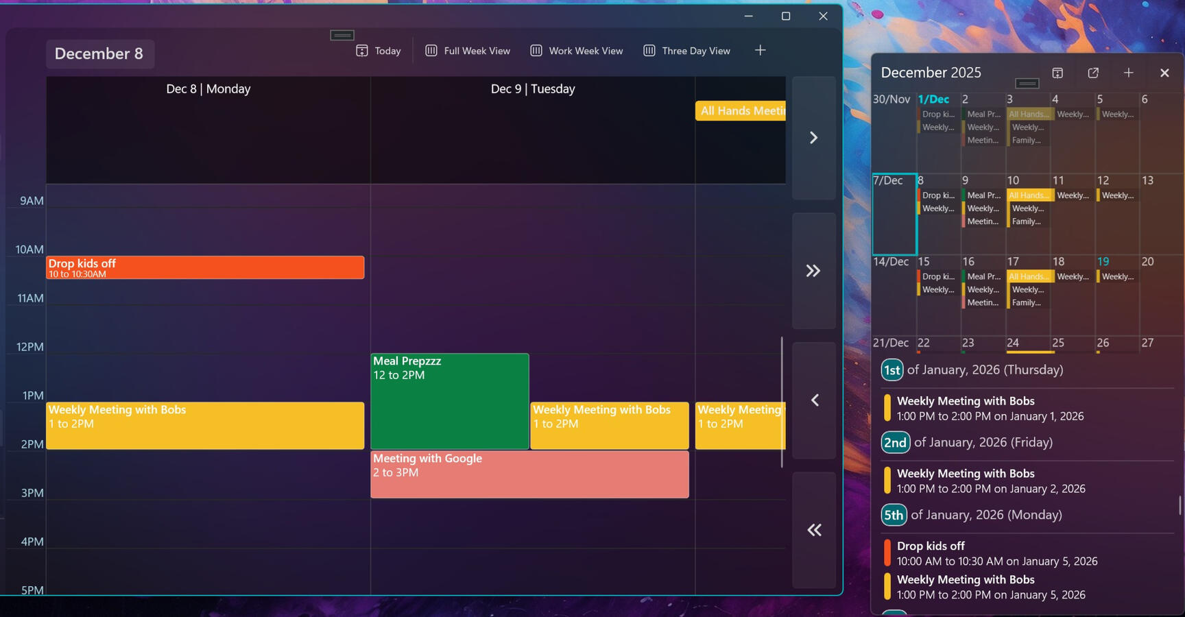 Weekly Calendar