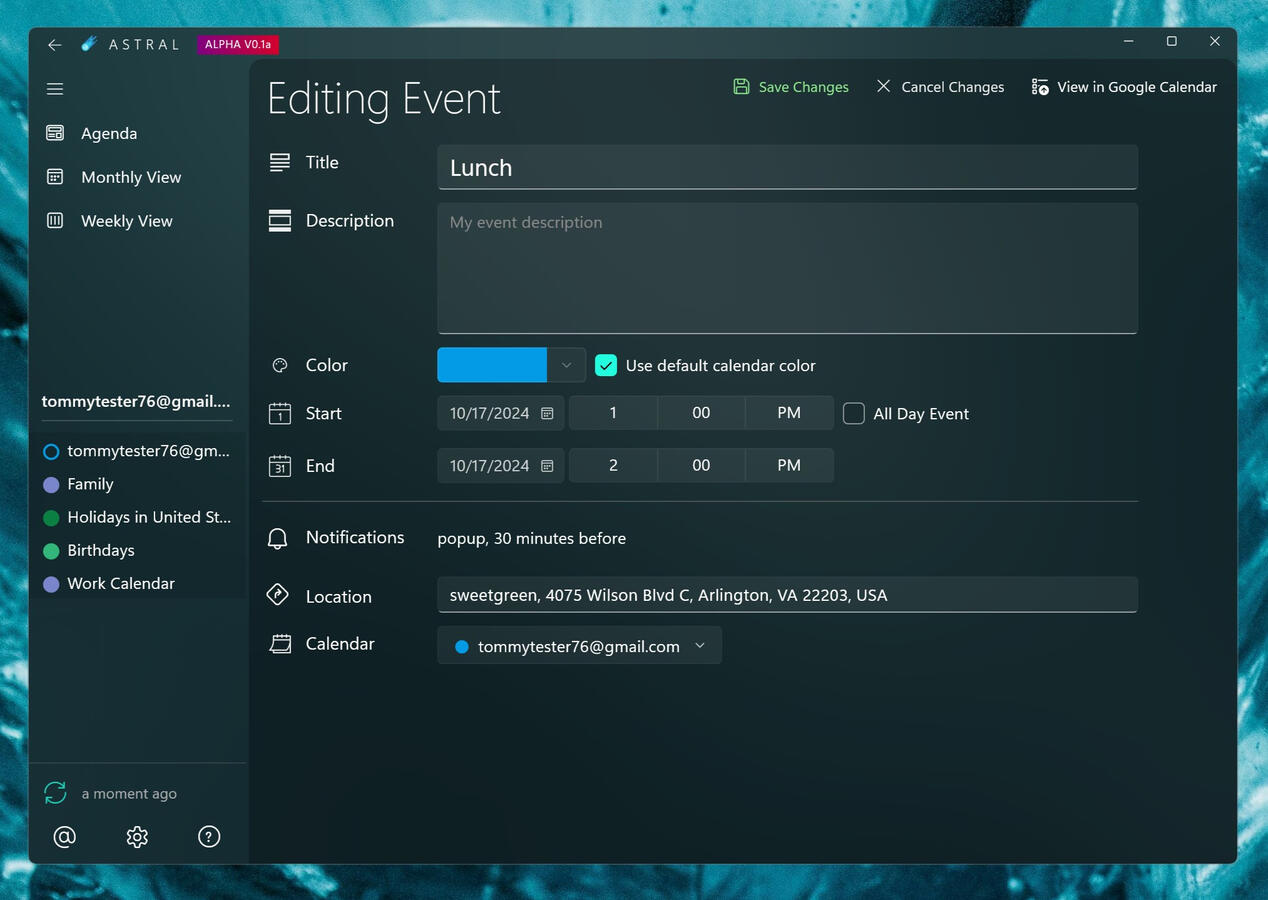 Editing an Event