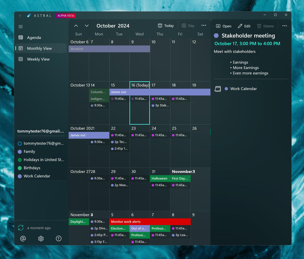 Main Calendar View